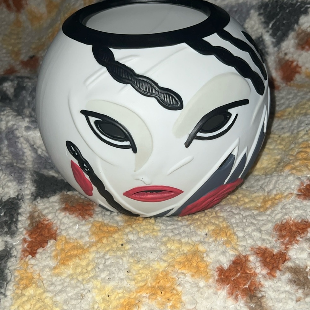 Partylite candle Holder Vintage 80s 90s Face White Black Red
